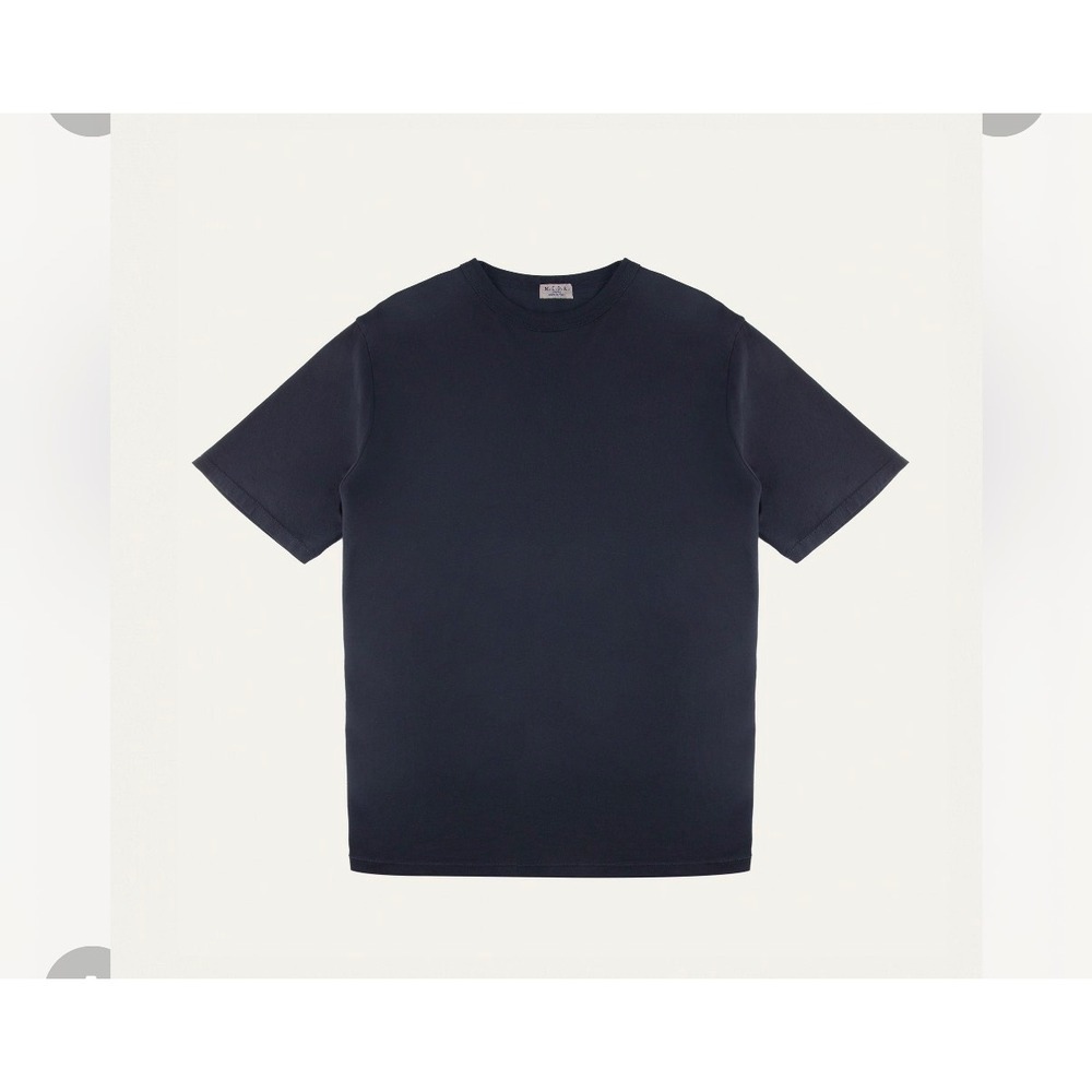 M18 Mida Undici Premium Cotton Ribbed T-Shirt Mens Small Navy Blue Made in Italy